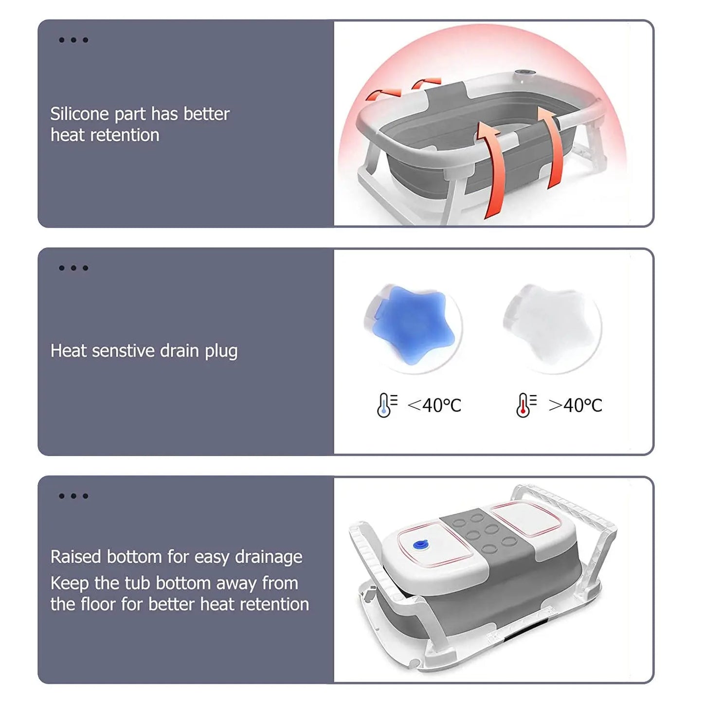 Eco Friendly Foldable Baby Bath Tub With Temperature Indicator