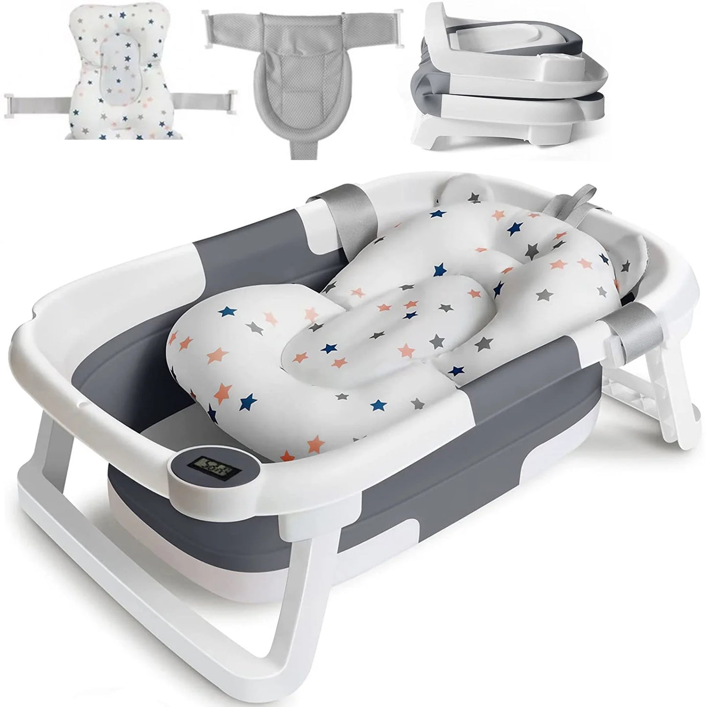 Eco Friendly Foldable Baby Bath Tub With Temperature Indicator
