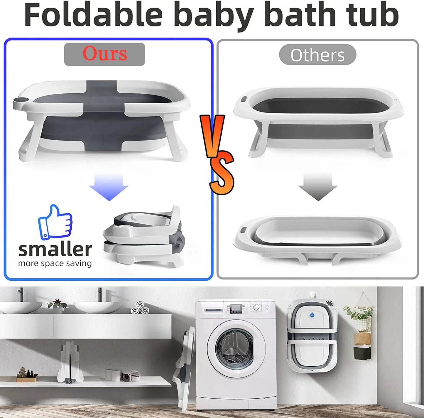 Eco Friendly Foldable Baby Bath Tub With Temperature Indicator