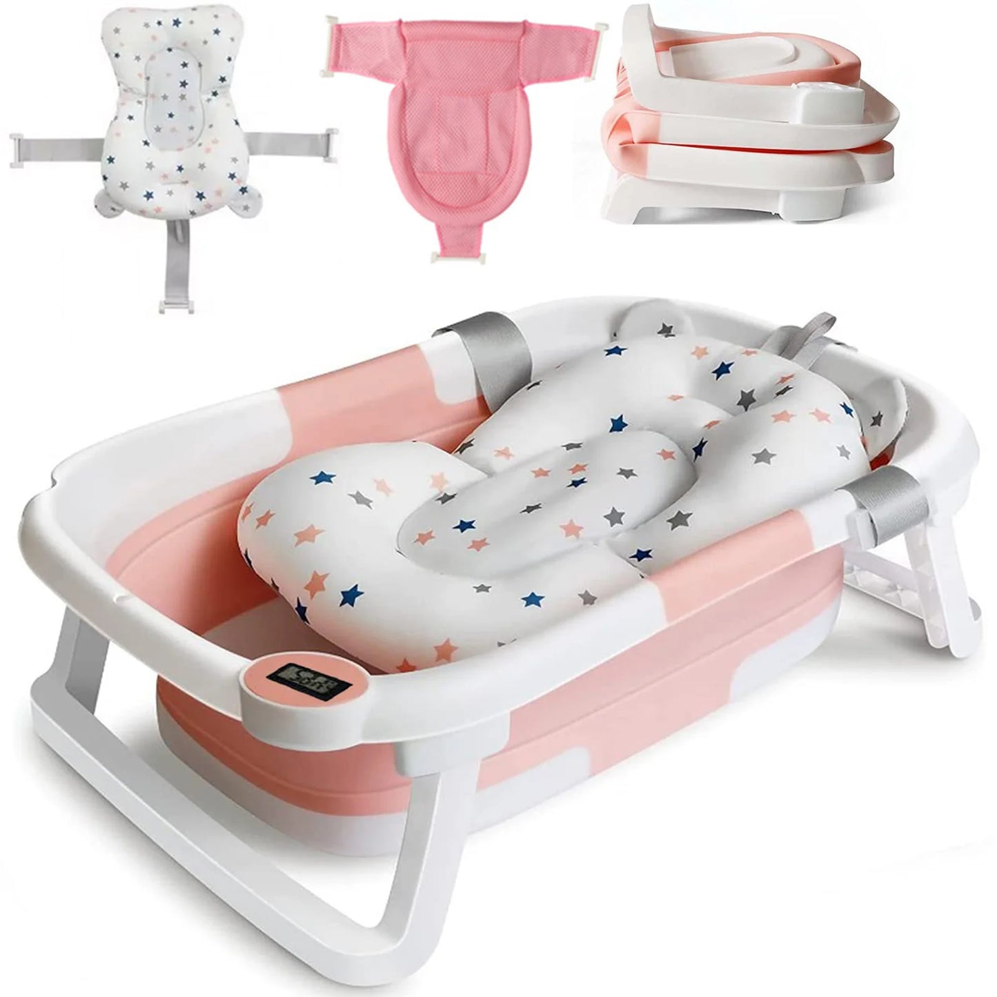 Eco Friendly Foldable Baby Bath Tub With Temperature Indicator