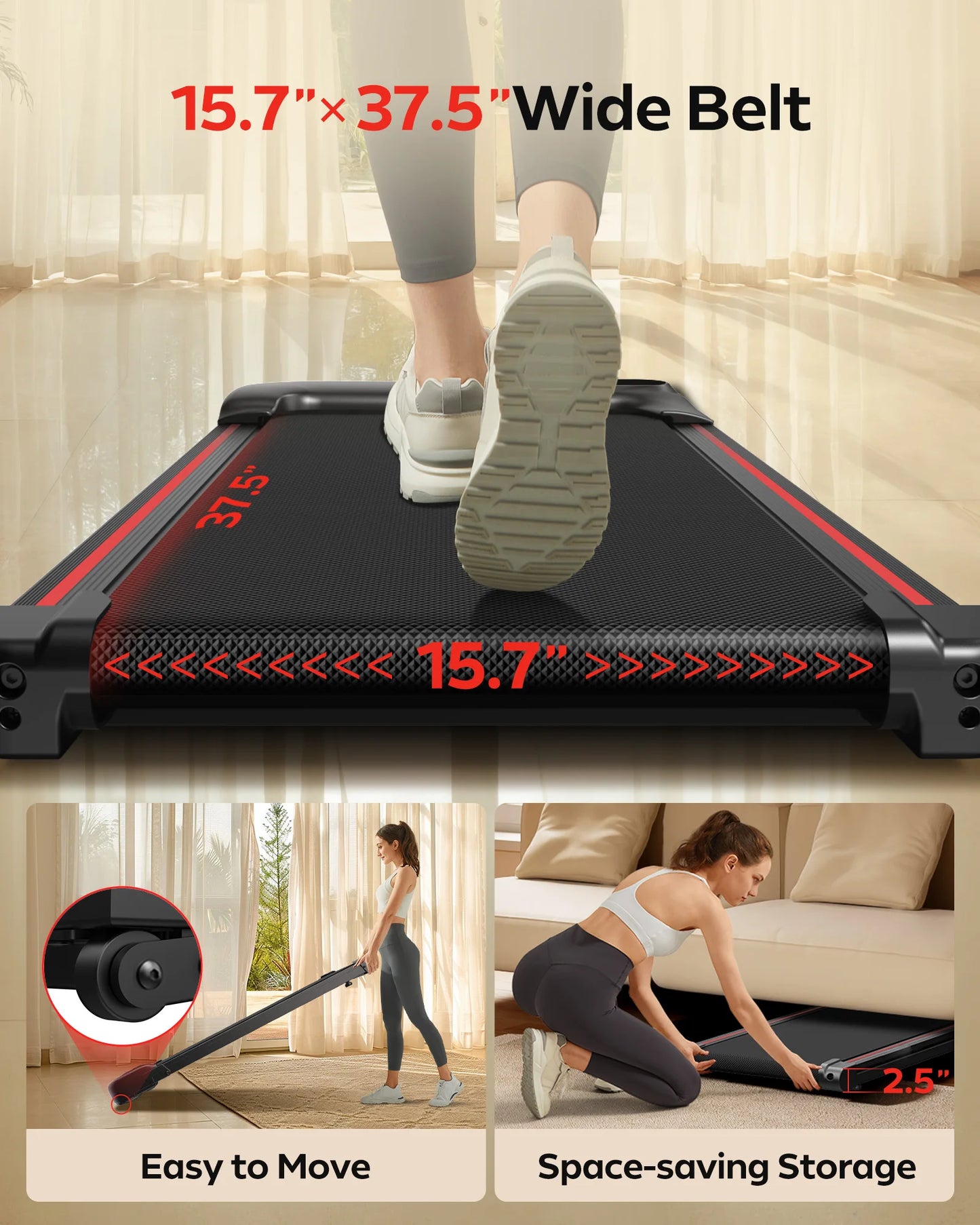 Cursor Fitness 2.5 HP Incline Under-Desk Treadmill With App