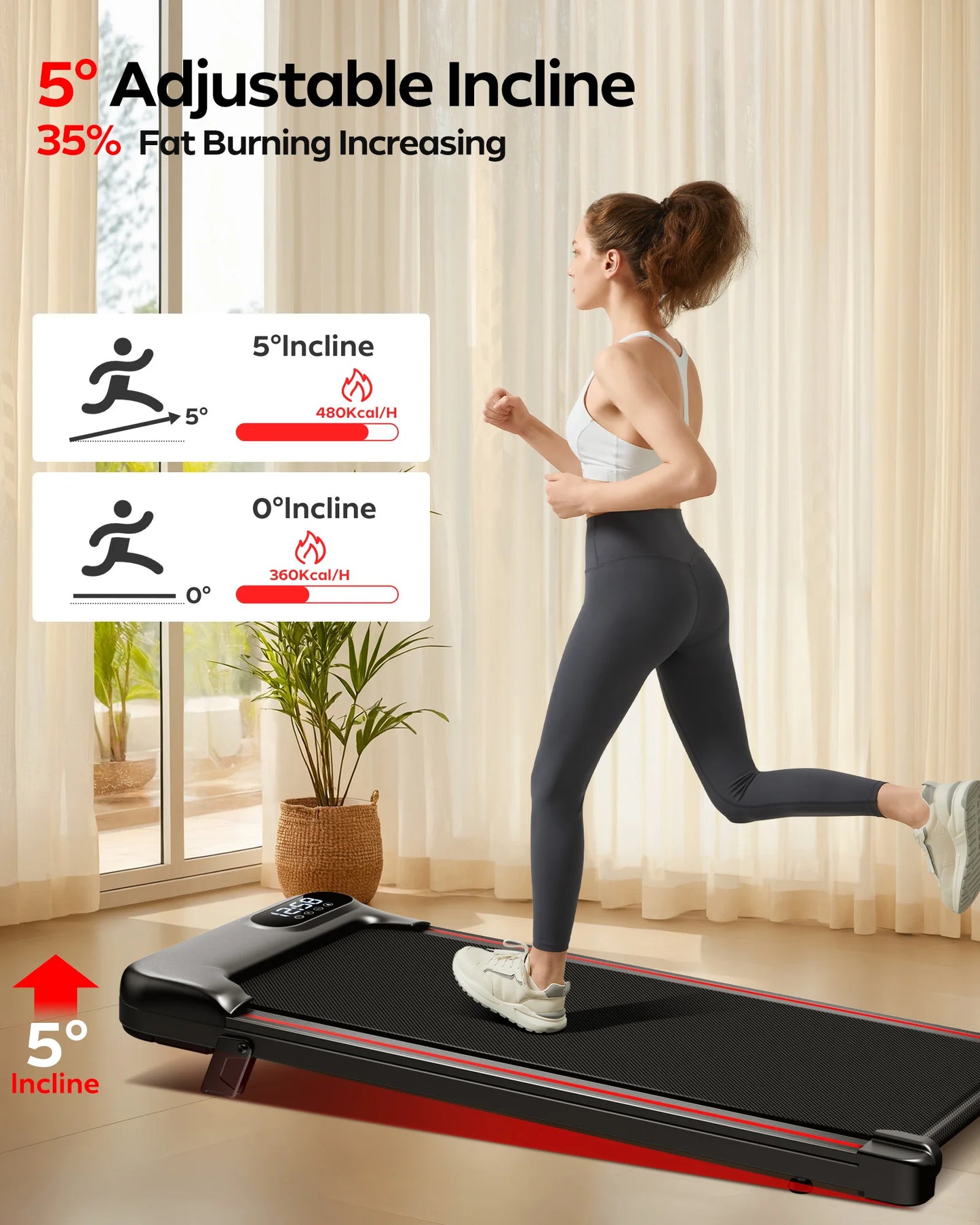Cursor Fitness 2.5 HP Incline Under-Desk Treadmill With App