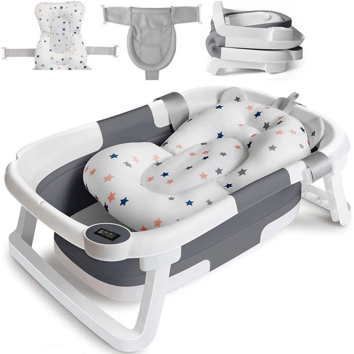 Eco Friendly Foldable Baby Bath Tub With Temperature Indicator