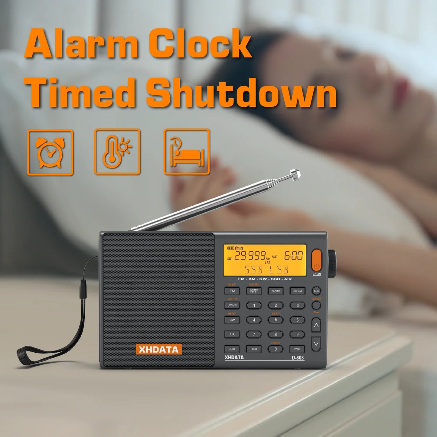 XHDATA D808 Multiband Radio AM FM SW MW RDS Portable