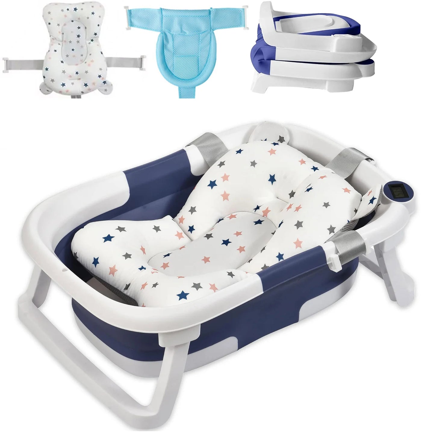 Eco Friendly Foldable Baby Bath Tub With Temperature Indicator