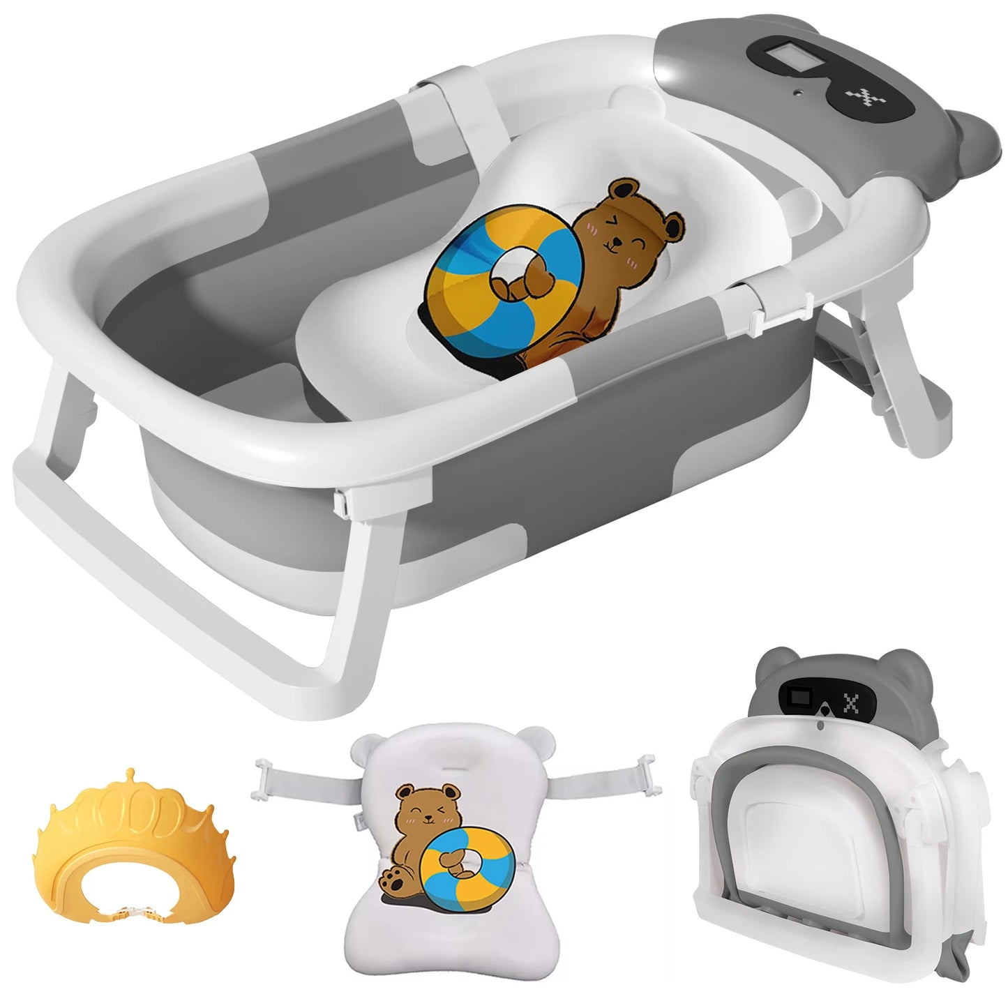 Eco Friendly Foldable Baby Bath Tub With Temperature Indicator